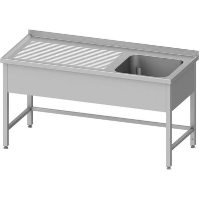 Stalgast Spültisch ohne Grundboden, 1500x600x850 mm, mit einem Becken rechts, mit