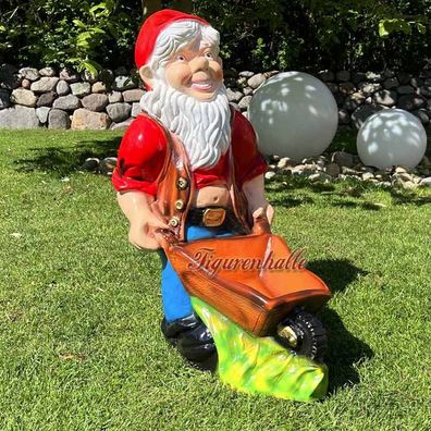 Gartenzwerg Schubkarre Zwerg Garten Gartenfigur Figur Statue Karre Deko witzig g