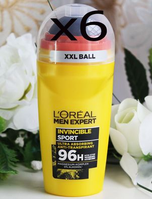 6x50ml L´Oreal Men Expert Invincible Sport Anti Transpirant 96H Deo Roll-on