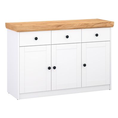 Kommode Sideboard Holz Eiche Weiß Massiv Schrank mit Schubladen Highboard Anrichte
