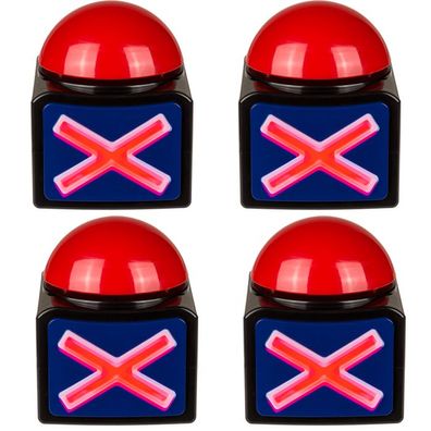 4 x Buzzer mit LED & Sound ca. 11,5 x 11 cm Spar-Set