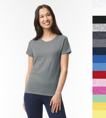 Gildan Damen dickes T-Shirt Top 17 Farben Baumwolle Heavy Shirt 5000L NEU