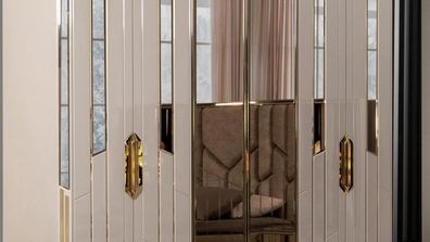 Kleiderschrank Holzschrank Moderne Garderobenschrank Schrank Beige