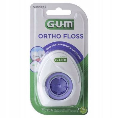 Sunstar GUM Ortho Zahnseide 3220, Zahnpflege Set mit 50 Stueck fuer Zahnspangen un