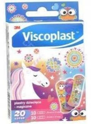 Viscoplast Kinderpflaster Magic, 20 Stueck - Bunte Wundauflagen fuer Kinder
