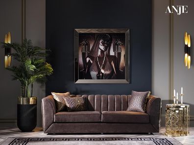 Luxuriöser Taupe Dreisitzer Wohnzimmermöbel Moderne Couch Textilsofas