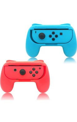 2x Grips Griff-Halterung Halter für Nintendo Switch Joy-Con Controller Blau/Rot