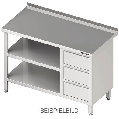 Gastronomie Stalgast Arbeitstisch mit Grund- und Zwischenboden, 1500x600x850 mm,