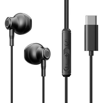 Joyroom USB-C In-Ear Kopfhoerer JR-EC07, Metall, Schwarz