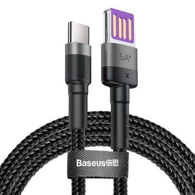 Baseus Cafule USB Typ C Kabel 1m, SuperCharge 40W, QC 3.0, Grau-Schwarz (CATKLF