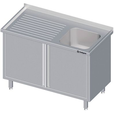 Stalgast Spülschrank mit Flügeltüren 1200x700x850 mm, mit einem Becken rechts,
