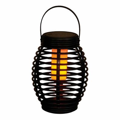 739067 Solar Laterne schwarz Solarleuchte 12 LEDs Flammeneffekt 15x19cm