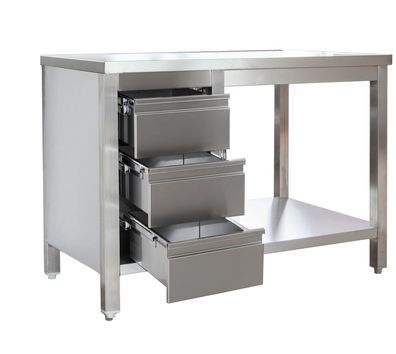 Gastronomie Hotel Küche Gastronomie Edelstahl Arbeitstisch mit Schubladenblock