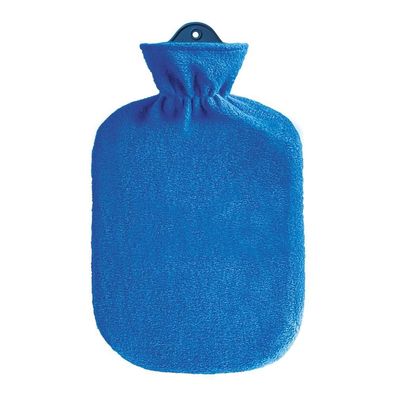 Fleecebezug Kunterbunt blau mit Wärmflasche 2 l