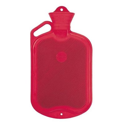 Wärmflasche medizinisch mit Griff Halblamelle 2,0 l rot