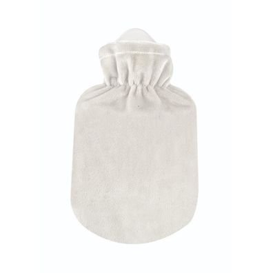 Kinderwärmflasche mit Bezug 0,8 l Velour weiß