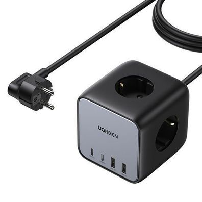 Ugreen 65W USB/USB C Ladegeraet & Mehrfachsteckdose, 3x AC Steckdosen, Schwarz (C