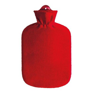 Fleecebezug Kunterbunt rot mit Wärmflasche 2 l