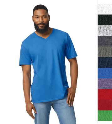 5er Pack Gildan Herren V-Neck T-Shirt Baumwolle Deluxe Softstyle Tee 64V00 NEU