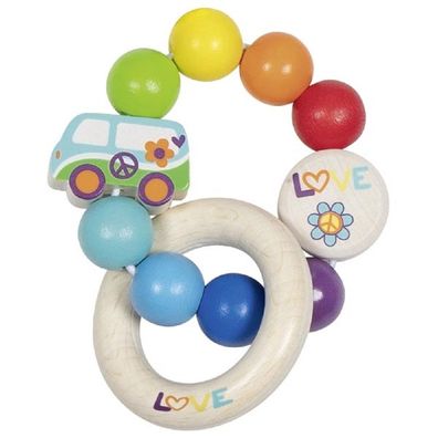 Goki Greifling Elastik Regenbogen Van Motorik Spielzeug Holz Baby 65359