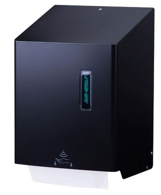 Rollenhandtuchspender Omega Edelstahl mattschwarz mit Sensor