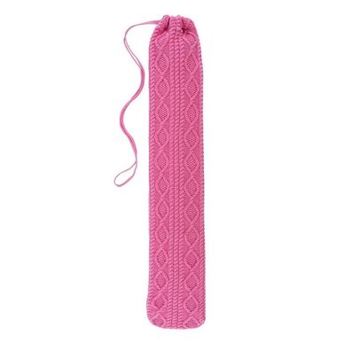 Wärmflasche mit Strickbezug Zopf pink