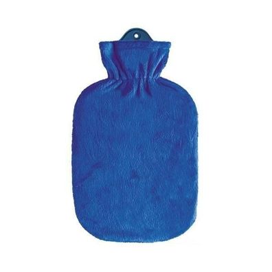 Flauschbezug blau mit Wärmflasche