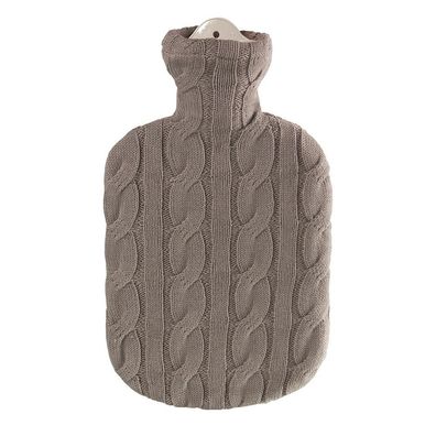 Wärmflasche mit Strickbezug 2 L Zopf stein