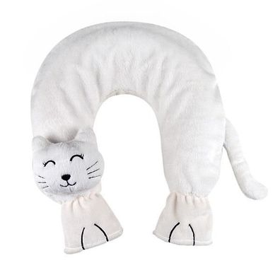 Nackenwärmflasche mit Flauschbezug Katze weiß
