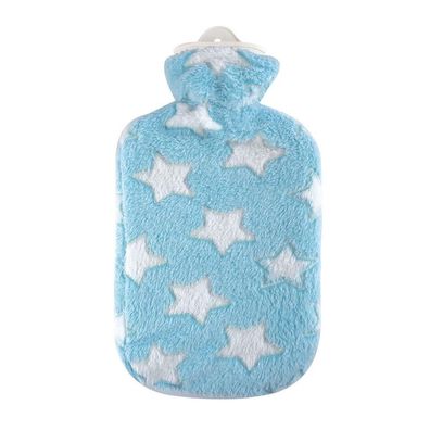 Softvelourbezug mit Gummi-Wärmflasche Sternenhimmel blau 2 l