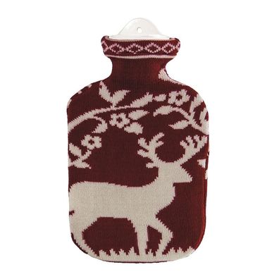 Wärmflasche mit Strickbezug 2 L Hirsch