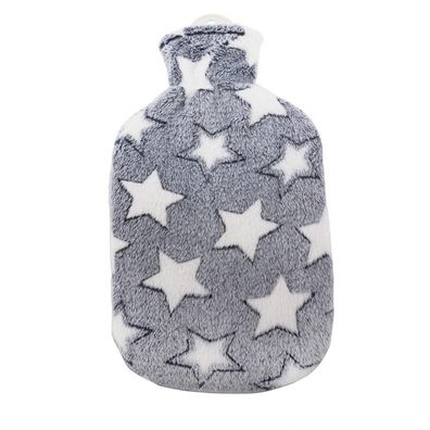 Flauschbezug mit Wärmflasche 2 l Stella weiß-blau