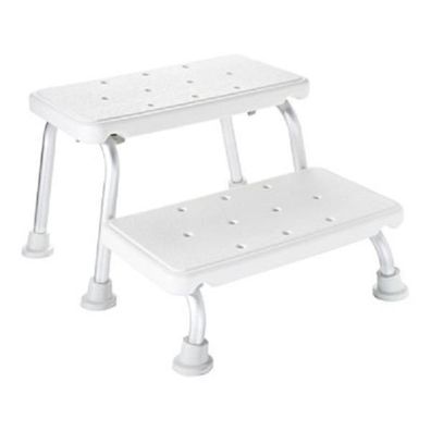 Zweistufenschemel Aluminium weiß 42 x 22,5 x 27 cm