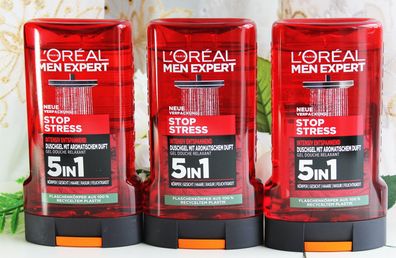3x250ml Loreal Men Expert Bade / Duschgel Stop Stress intensiv entspannend 5in1