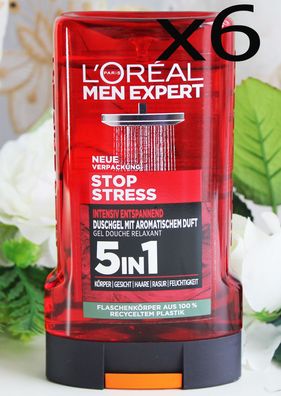 6x250ml Loreal Men Expert Bade / Duschgel Stop Stress intensiv entspannend 5in1
