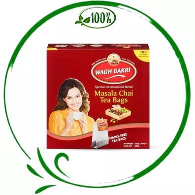 Masala Indian Tee Wagh Bakri Premium Schwarztee-Tea Black-Chai 100 bags