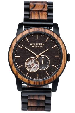 Holzkern Herrenuhr Automatik San Francisco Zebrano/Ahorn