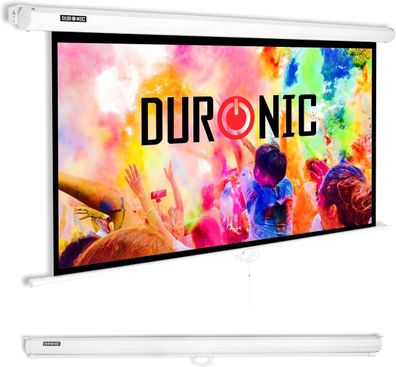 Duronic MPS90 Beamer Leinwand 90 Zoll 16:9 Rolloleinwand 4K UHD Full HD