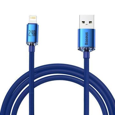 Baseus Crystal Shine USB-Ladekabel Typ A zu Lightning, 2,4A, 2m, Blau - Hochwert