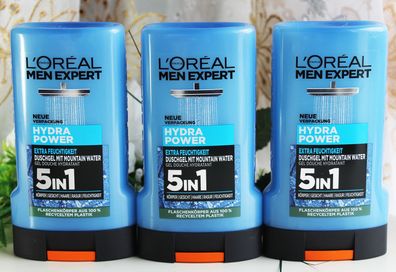 3x250ml Loreal Men Expert Bade / Duschgel Hydra Power extra feuchtigkeit 5in1