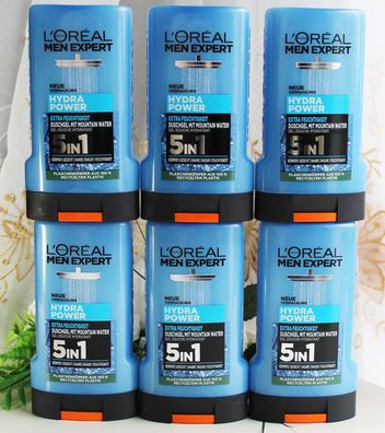 6x250ml Loreal Men Expert Bade / Duschgel Hydra Power extra feuchtigkeit 5in1