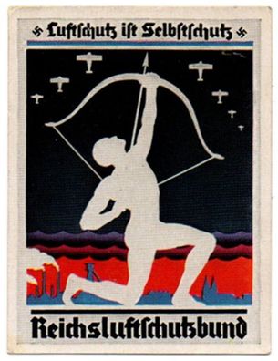 Luftschutz ist Selbstschutz Altes Foto Salem Bild 273 von 1934 Werbeplakat Trading