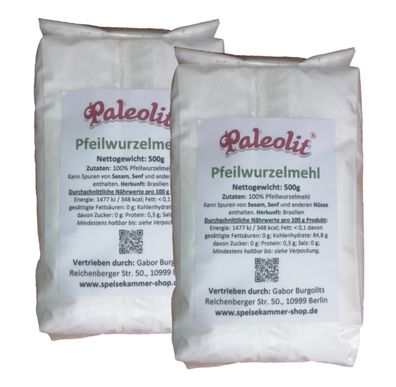 2 x 500 g Pfeilwurzelmehl (Maranta) Pulver Glutenfrei