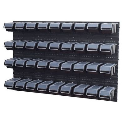 Stapelboxen Wandregal Sichtlagerkästen 8x Wandregal Lagersystem 48 Boxen schwarz