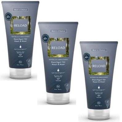 3x 200 ml Dresdner Essenz Duschgel & Shampoo Men´s Choice RELOAD
