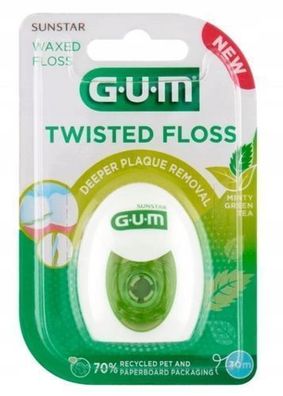 GUM Gewachste Zahnseide - 30 m Dentalpflege fuer gruendliche Reinigung