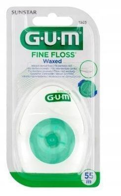 GUM Premium Gewachste Zahnseide - Sanfte Reinigung, 55 m, 1 Rolle