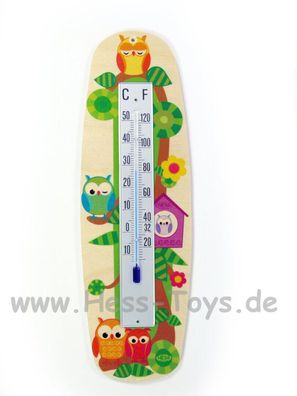Hess Thermometer Eule Innenthermometer Wandthermometer Kinderzimmer 15803