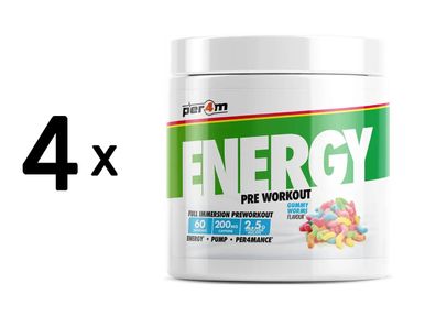 4 x Per4m Energy Pre-Workout (60 Serv) Gummy Worms