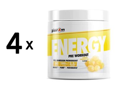 4 x Per4m Energy Pre-Workout (60 Serv) Lemon Sherbet Fizz